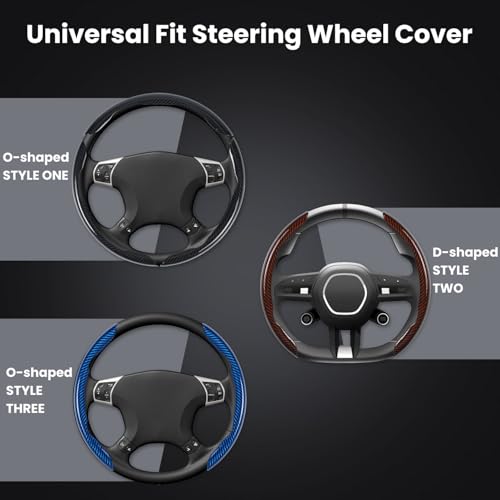 Carbon Fiber Steering Wheel Cover 3PCS Set (Brown)
