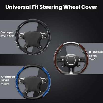 Carbon Fiber Steering Wheel Cover 3PCS Set (Black)