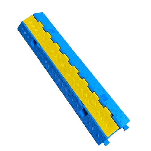 1 Pack Blue Rubber Cable Ramp Hose Cable Protector Ramp 2 Channel 22000Lbs Load Capacity Traffic Speed Bump Wires Power Lines Extension Cord Cover for Indoor Outdoor (B2XC06-1)