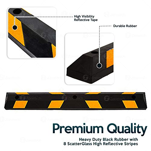 Parking Stopper for Garage Heavy Duty Rubber Parking Curb Stops 72” Garage Parking Stops Premium Quality Garage Wheel Stop Professional Grade w (1-Pack)