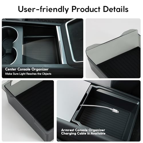 Upgrade 5Pcs Center Console Organizer Tray for Tesla Model Y Juniper 2025&Tesla Model 3 Highland 2024 2025 (for Tesla Model Y Juniper 2025&Model 3 Highland)
