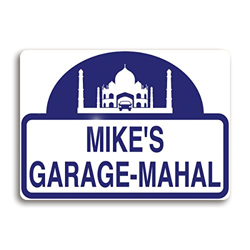 Garage Mahal sign (navy and white / Large (10x14))