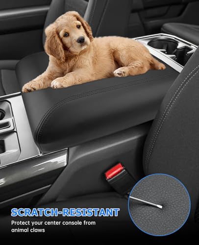 Center Console Cover for 2025 2026 Ford F150 Accessories Interior 2021 2022 2023 2024 Car Middle Arm Rest Armrest Lid Seat Cover Protector Elbow Cushion Pad (black stitches / 2021-2026)