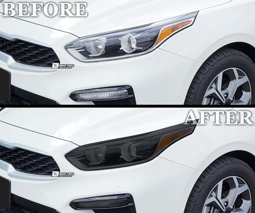 Full Headlight Head Light Tint Kit Compatible with Kia Forte 2019 (Front Kit 19-21 / Dark Smoke)