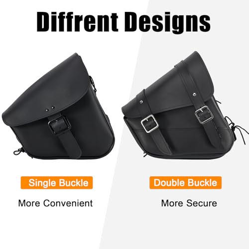 Motorcycle Swing Arm Bag Solo Saddle Bags For Sportster Softail PVC Waterproof Motorcycle Luggage Bags for Motorcycle or Bike (Black-Single Buckle / Right Side)
