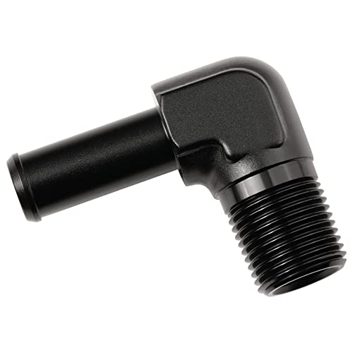 3 8 NPT Male to 1 (3/8 NPT to 1/2 Barb / Black - 90 Degree)