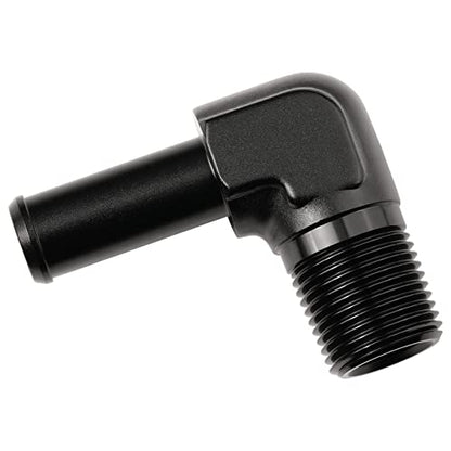 3 8 NPT Male to 1 (3/8 NPT to 1/2 Barb / Black - 90 Degree)