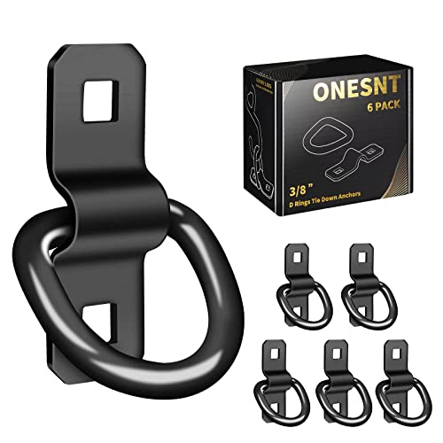 6-Pack Heavy-Duty D-Ring Tie Down Anchors. 6000 Lbs Breaking Strength (black)