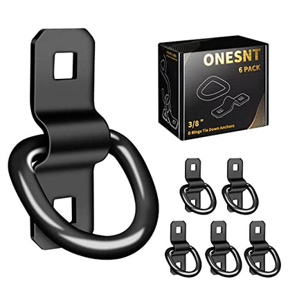 6-Pack Heavy-Duty D-Ring Tie Down Anchors. 6000 Lbs Breaking Strength (black)