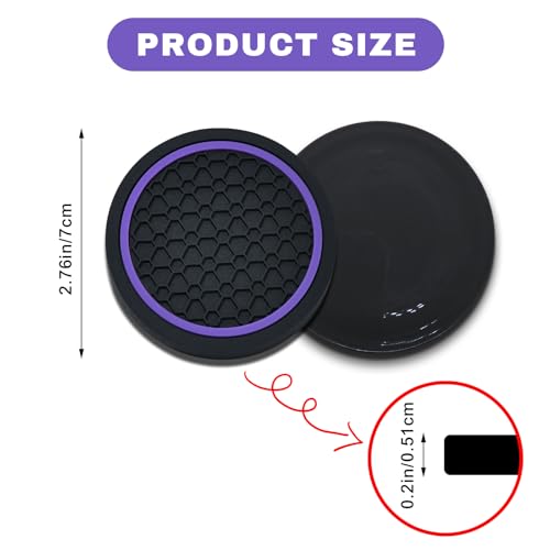 4PCS Car Cup Holder Coasters (Black/Purple)