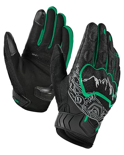 Motorcycle Gloves Motorbike Glove for Men Women Full Finger Knuckle Protection Touch Screen Cycling ATV Hiking Riding (Large / mountain-Green)