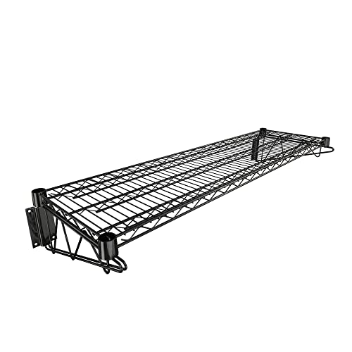 14" x 48" Black Epoxy Wire Wall Mount Shelf (Black / 14" x 48")