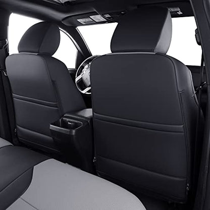 Tacoma Custom Fit Seat Covers for 2024 2025 Tacoma Crew Cab with Faux Leather ((2024-2026 Crew) Full Set / Black & Gray)