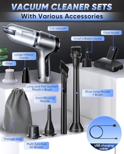 Handheld Car Vacuum Portable Cordless 15000PA HL107B Silver (Silver)