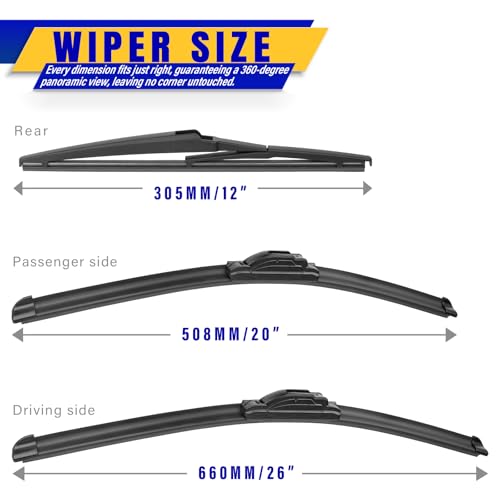 3 Wipers Fits Toyota Sienna 2021 (26+20+12)