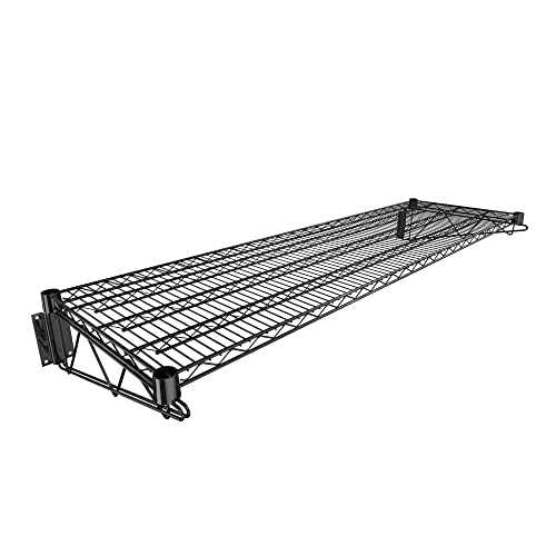 18" x 60" Black Epoxy Wire Wall Mount Shelf (Black / 18" x 60")