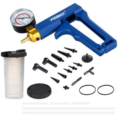 Hand Vacuum Pump Brake Bleeder Kit Fluid Extractor Pump Vacuum Gauge (Red)