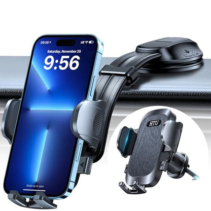 Upgraded Strongest Suction No Block View Bendable Arm Car Phone Holder (Deep Black)