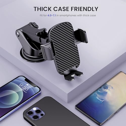 Car Phone Holder Automobile Cell Phone Holder Car Mount for iPhone Universal Car Dashboard Mount Fit All Phones Cell Phone Camera Mounts (Black-F)