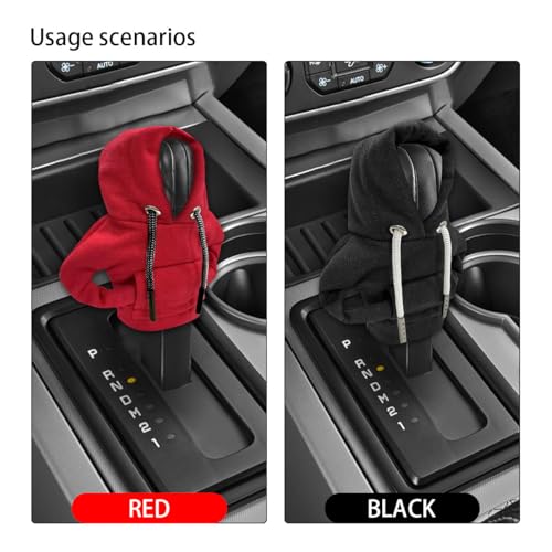 2PCS Car Gear Shift Hoodie Auto Shifter Knob Cover (Red&Black / 2 Pcs)