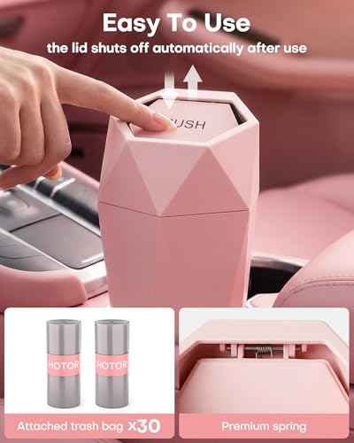 Car Trash Can with Lid (Pink)