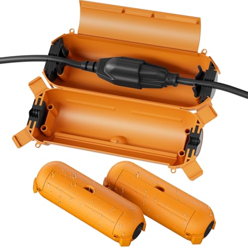 3 Pack] Flemoon Outdoor Extension Cord Safety Cover with Waterproof Seal (Orange / Small Box: 5.3" L x 2" W x 2" H)