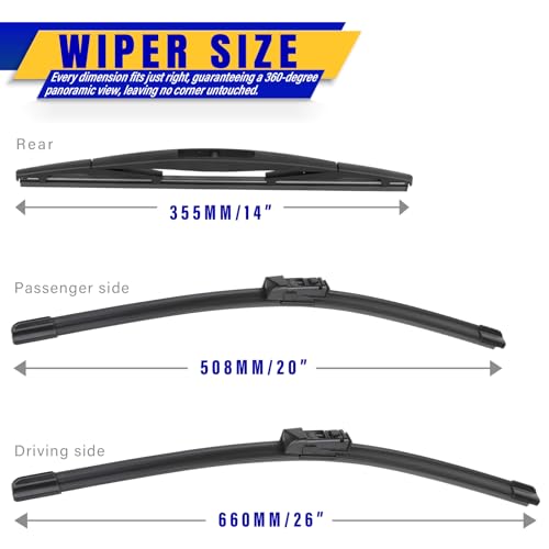 3 Wipers Fits Subaru Ascent 2019 (26"/20"/14")