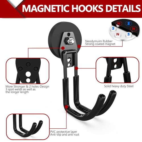 Heavy Duty Magnetic Hooks (2.6"x2-MJ / Black)
