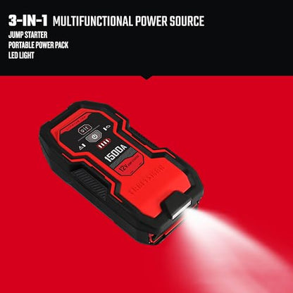 Portable Car Battery Jump Starter & Power Bank (1500 Amp)