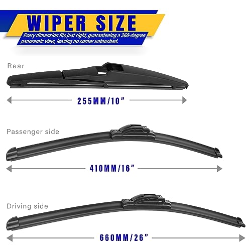 3 Wipers Fits Toyota RAV4 2013 (26"+16"+10")