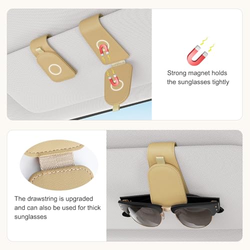 Magnetic Sunglass Holder for Car Visor (Beige)