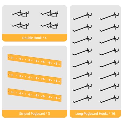 3 Modular Pegboard Strip Storage (Pack of 3 / Yellow)