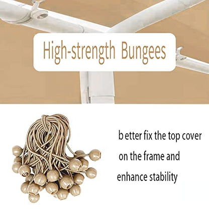 Rutile 12'x20' Carport Canopy ONLY Tent Garage Replacement Top Tarp Car Shelter Cover w (Beige)