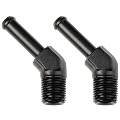 1 8 NPT Male to 1 (1/8 NPT to 1/4 Barb / Black, 45 Degree - 2PCS)