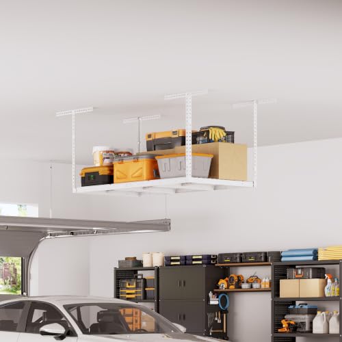 3x6ft Overhead Ceiling Garage Storage Rack (White / 3x6ft)
