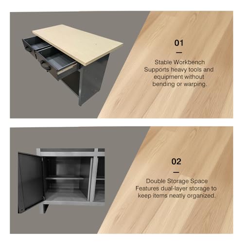 Garage Tool Storage Cabinet System with Workbench Desk Set