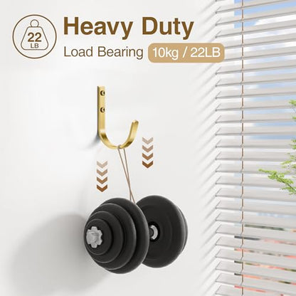 22LB Wall Hooks for Hanging Towel (Brushed Gold / 5 Pack)