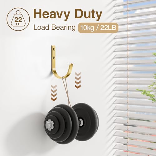 10 Pack 22LB Wall Hooks for Hanging Towel (Brushed Gold / 10 Pack)