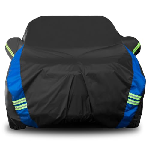 Car Cover Waterproof All Weather for SUV (Black-Blue / Fit SUV Length 193-208 inch)