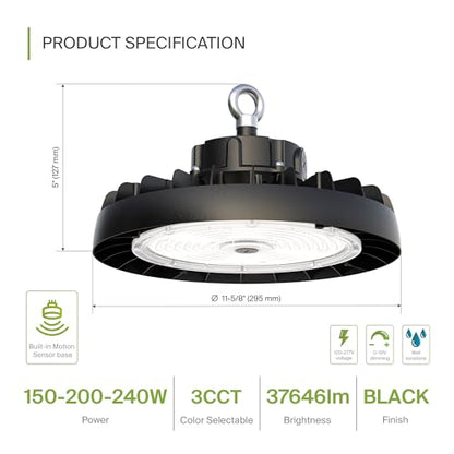 240W LED High Bay UFO Lighting (Black)