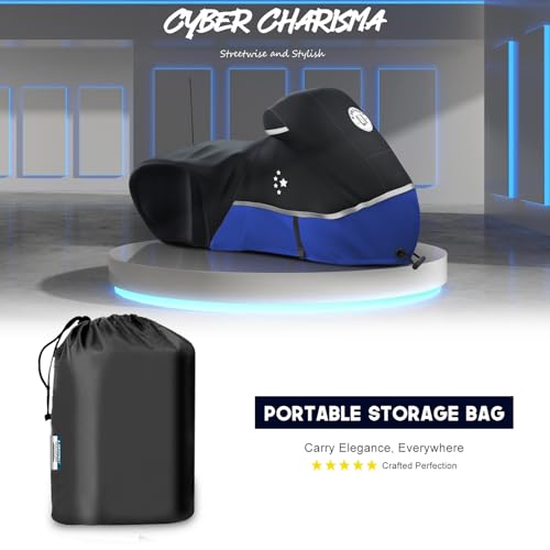Motorcycle Cover 420D Heavy Duty Storage for Touring Models Harley Davidson Road King (Blue / 107“ - Side Box)