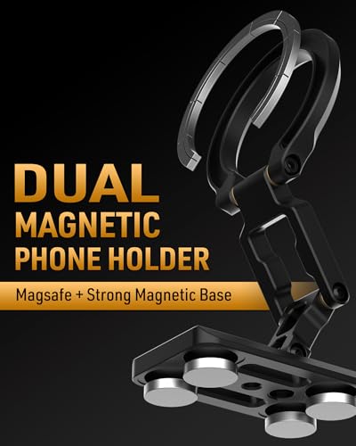 Dual Magnetic Phone Holder Gym Magnetic Stand (Black)
