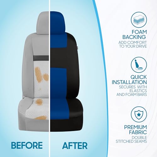 PolyPro Car Seat Covers Full Set in Blue on Black (Blue)