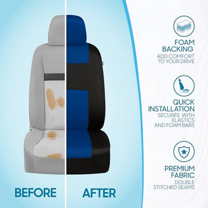 PolyPro Car Seat Covers Full Set in Blue on Black (Blue)