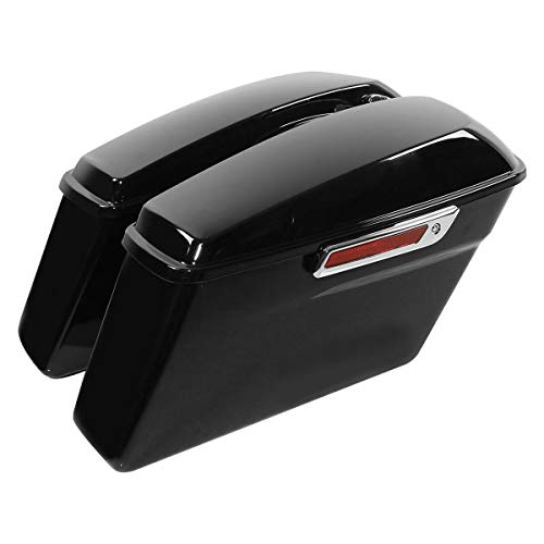 Motorcycle Saddlebags with Black Conversion Brackets Fit For Harley Softail Deluxe Heritage Softail 1984 (Vivid Black W/ Chrome Latches)
