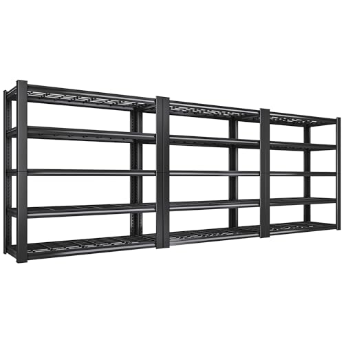 3010LBS Storage Shelves 72" H Garage Shelving Heavy Duty Metal Shelving 5 Tier Adjustable Metal Shelves for Storage for Kitchen Pantry Warehouse Basement 72" H x 35.5" W x 16" D (Black)