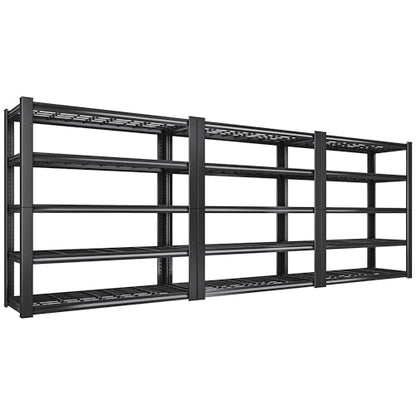 3010LBS Storage Shelves 72" H Garage Shelving Heavy Duty Metal Shelving 5 Tier Adjustable Metal Shelves for Storage for Kitchen Pantry Warehouse Basement 72" H x 35.5" W x 16" D (Black)