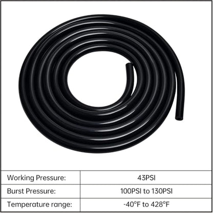 5/32 1/4 5/16 3/8 Silicone Vacuum Hose Line Kit 5FT, Black (5FT / Black)