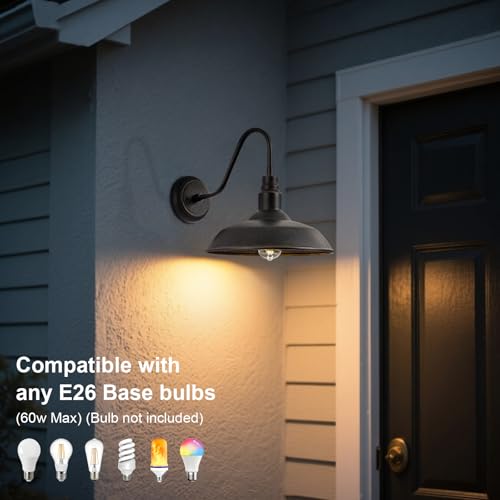 14in Outdoor Gooseneck Barn Light for Farmhouse (Bronze / 14" Dome)