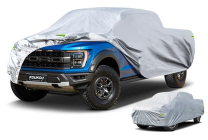 Waterproof Pickup Truck Cover All Weather (Truck L up to 232", Max Cab Length 146" / silver)